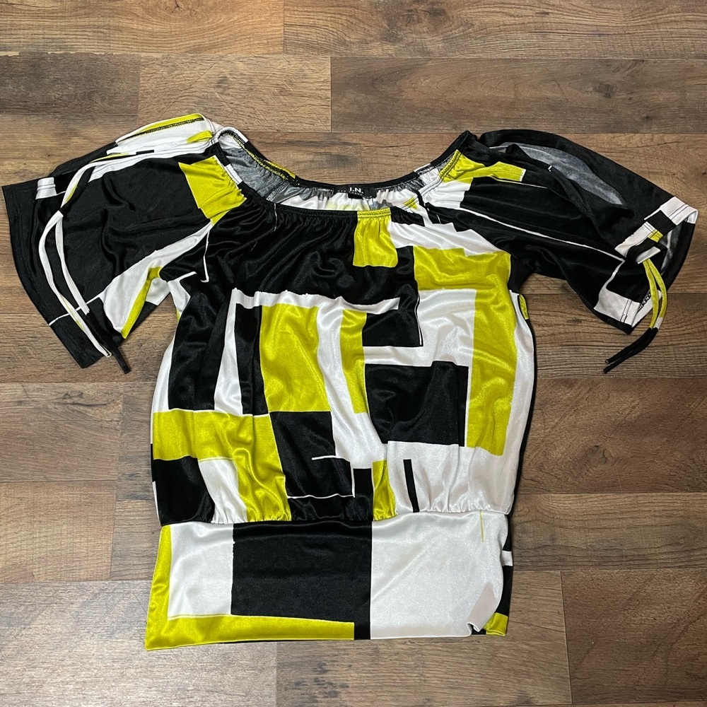 Abstract Black and Yellow Blouse